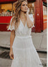 Boho V-neck Short-sleeved Lace Dress